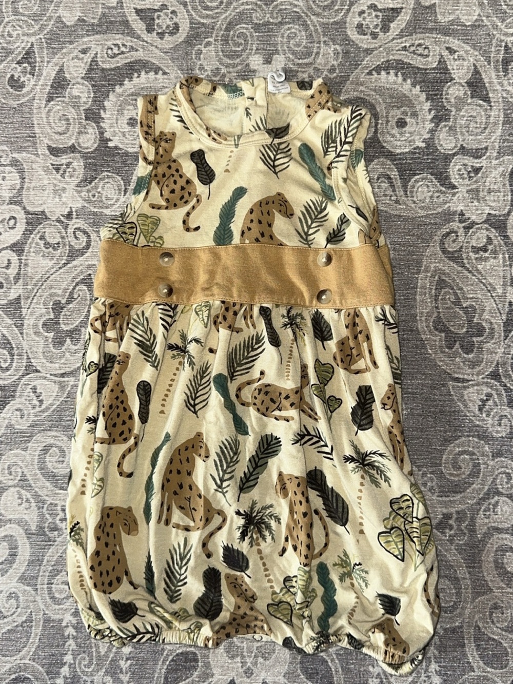 Kate QuinnBaby Leopard Print Sleeveless Bamboo Bubble Romper